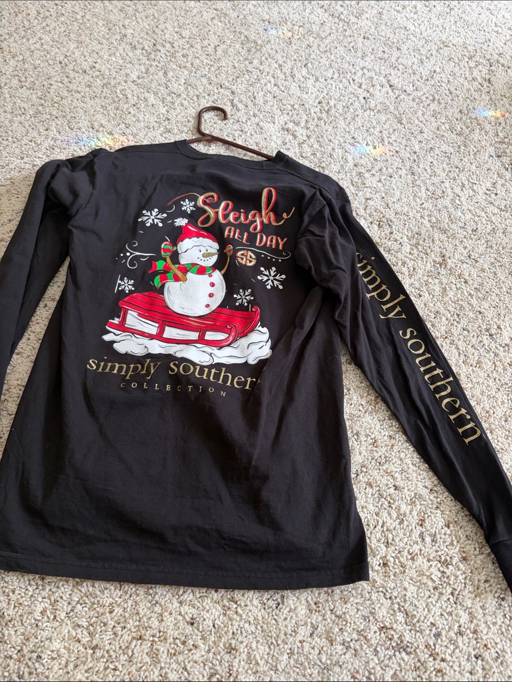 Simply Southern Black Long Sleeve Women's Tee with Small Chest Print